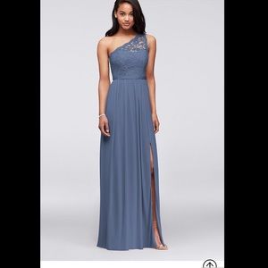 David’s Bridal One Shoulder Lace Bridesmaid Dress